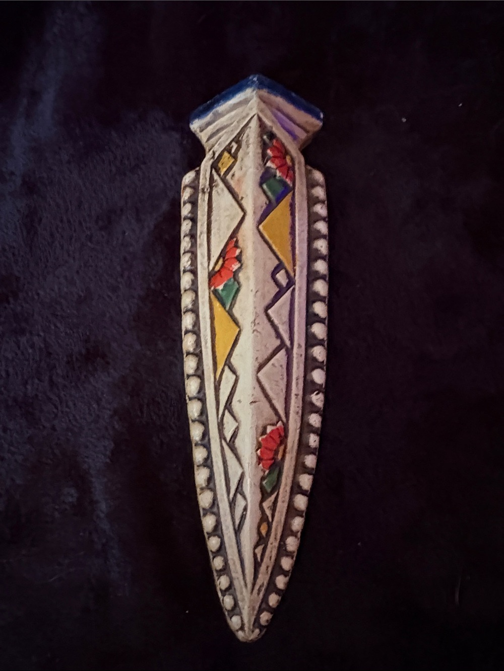 Vintage Japanese Handpainted Tribal Arrowhead Wall Decor - Multicolor